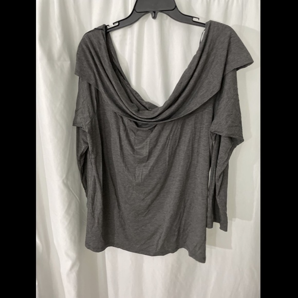 NWT $52 Bobeau Marllyn Off Shoulder‎ Knit Blouse in Grey [ PLUS SZ 2X ] - Picture 8 of 12